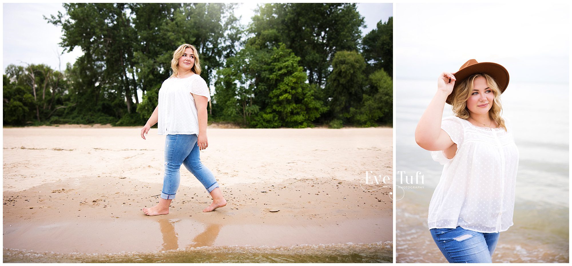A teen walks along the beach in the sand for her session | Midland, Michigan Senior Photographer
