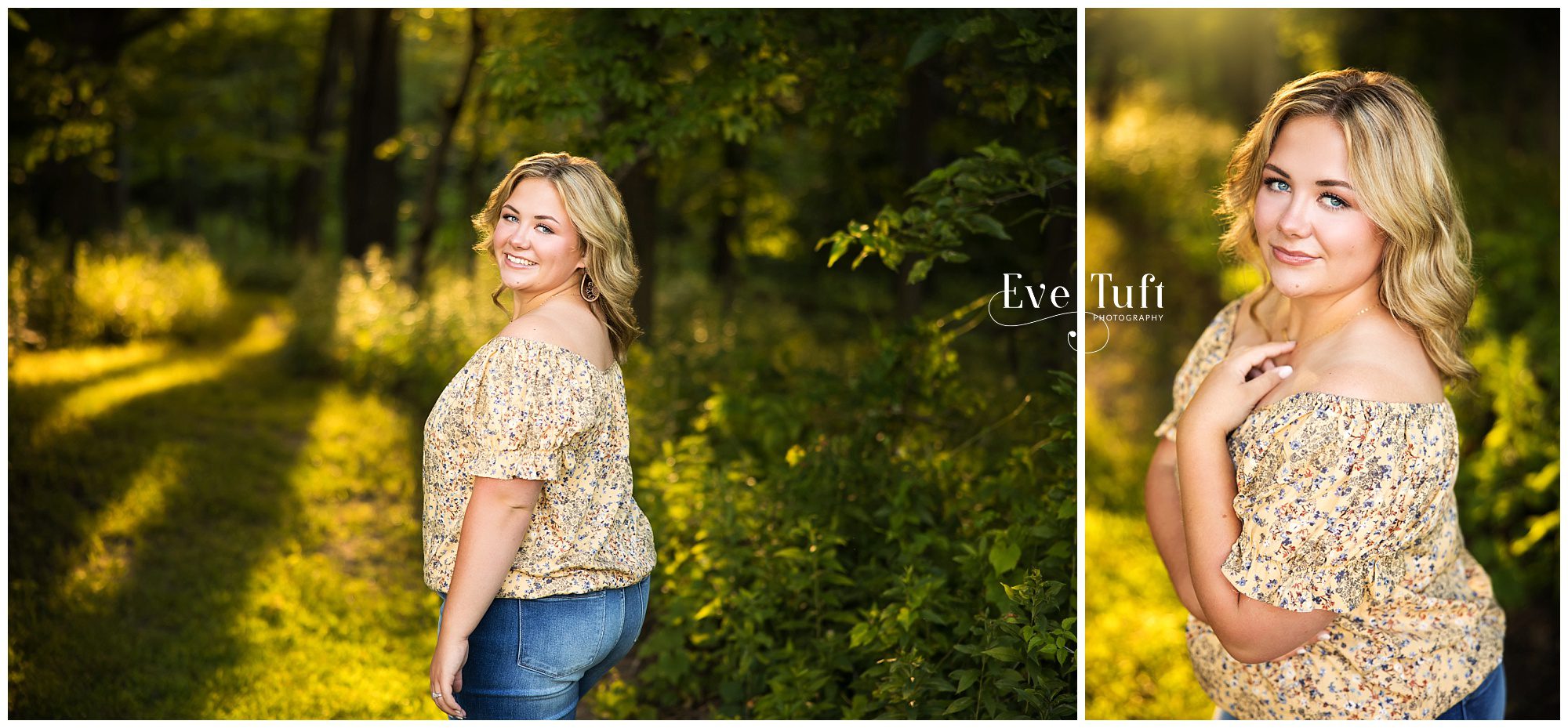 A senior walks along a lit path outside for her session | Senior Photographers in Midland, MI
