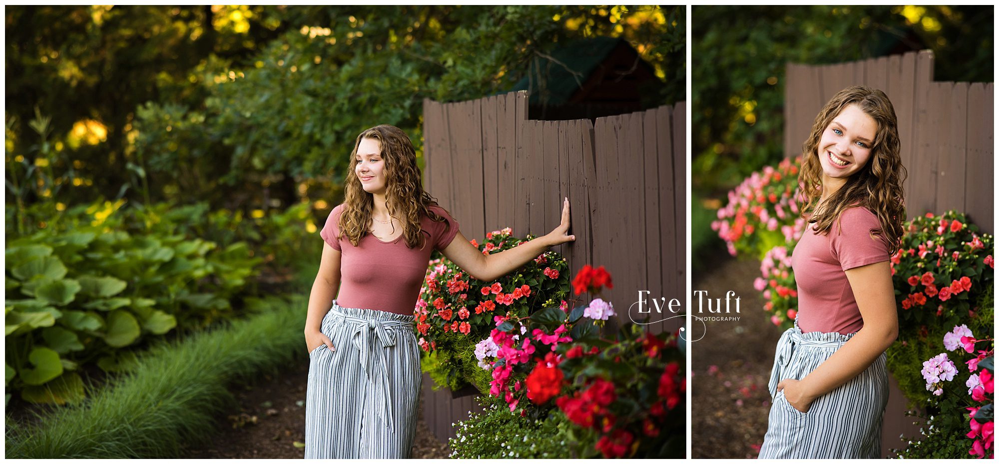 A senior leans against a fence outside for her session | Photographers in Midland, MI