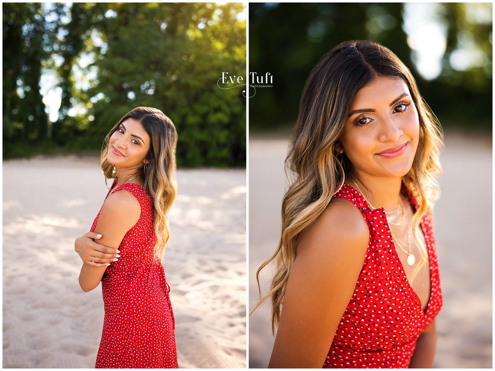Jami stands on the beach outside for her senior session with Eve Tuft | Senior Photographer in Midland, Michigan