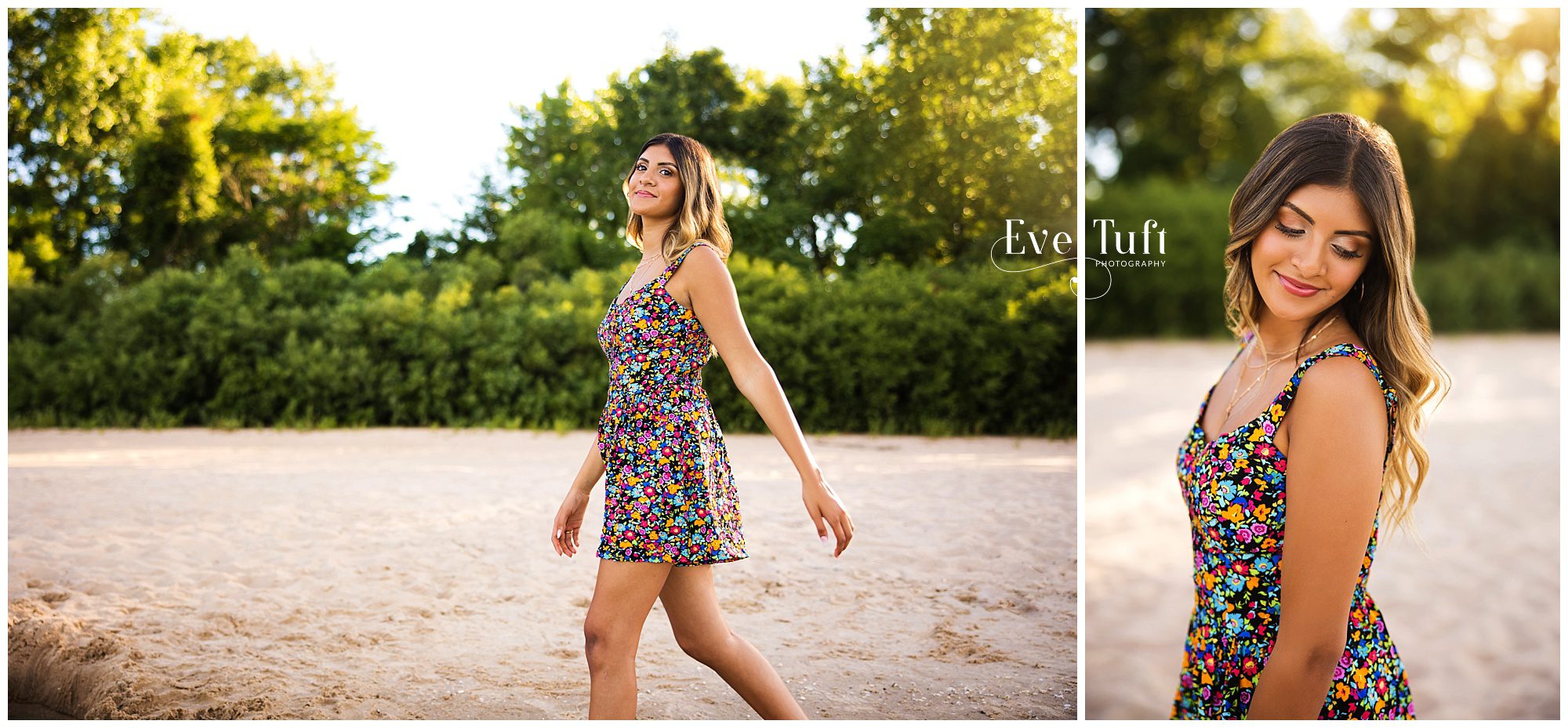 Jami walks along the beach outside in Bay City | Michigan Senior Photographer