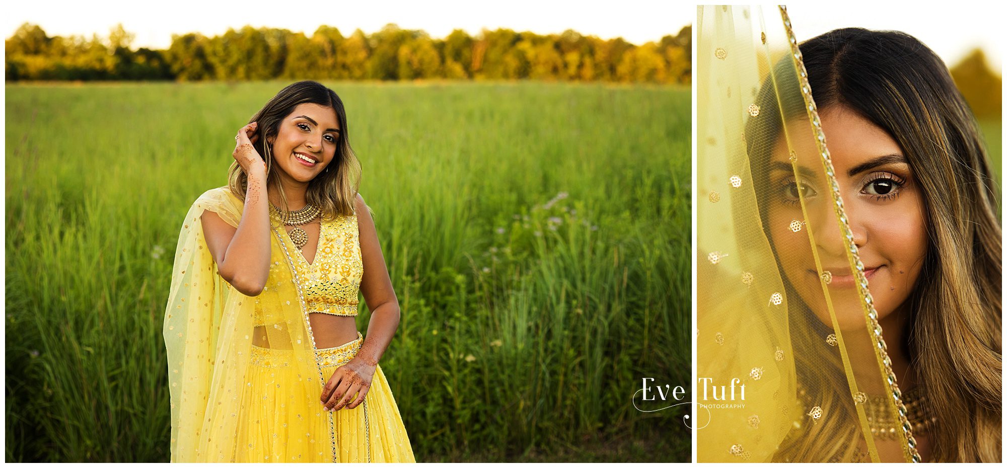 Jami wears her Indian dress outside for her senior session with Eve Tuft | Senior Photographers in Midland, MI