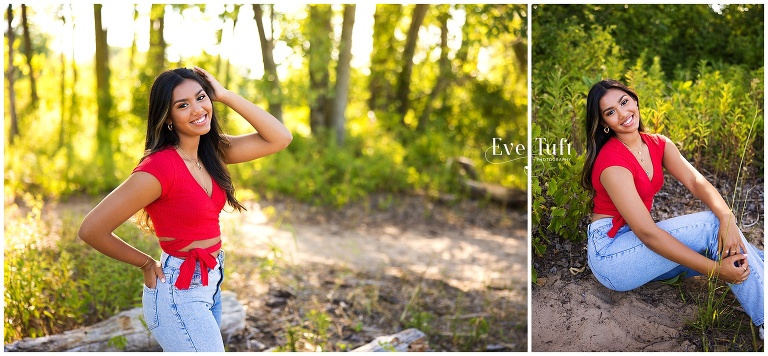 A beautiful teenager stands outside on the beach | Senior portraits by Eve Tuft in Michigan