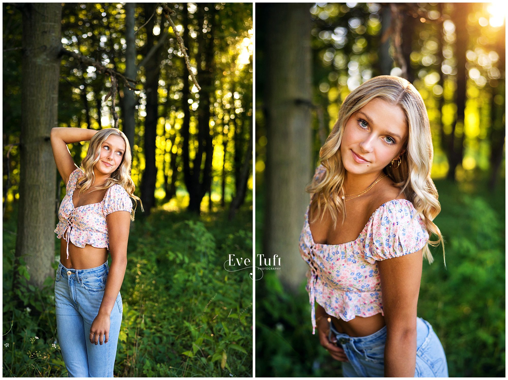 A beautiful teen stands in a forest outside | Senior Photographer at the chippewa nature center