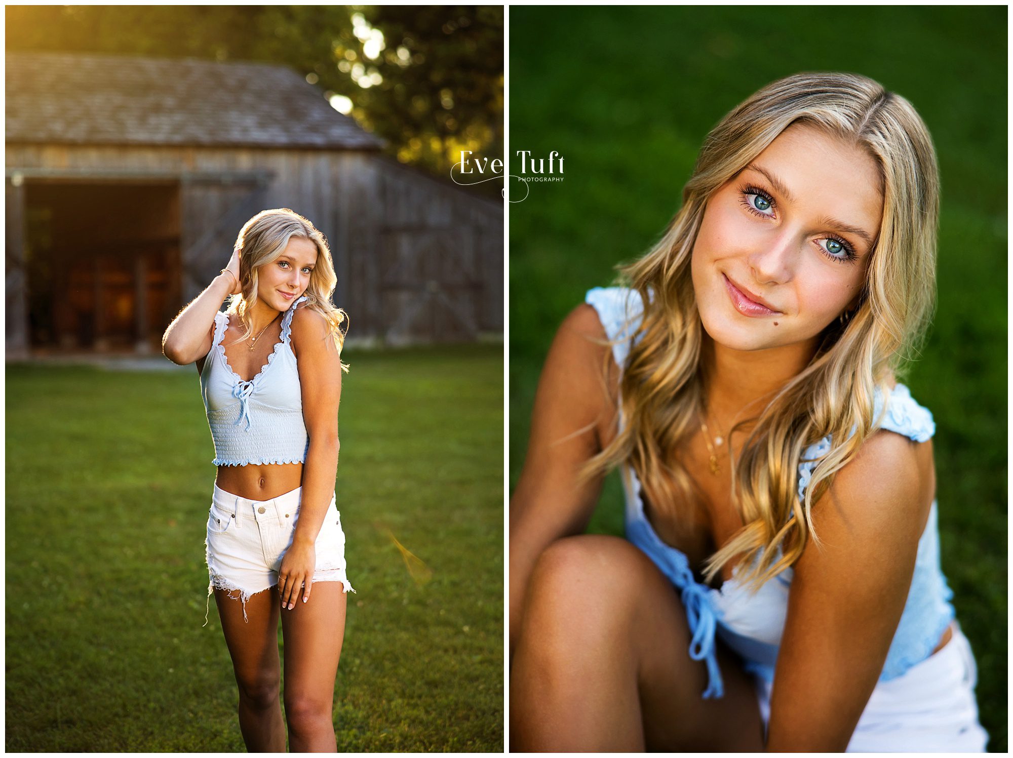 A teen walks along the grass near a barn outside | Chippewa Nature Center senior session