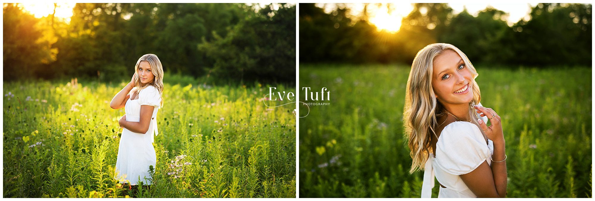 A beautiful young woman stands in a field of flowers outside | Senior Photographers in Midland, MI