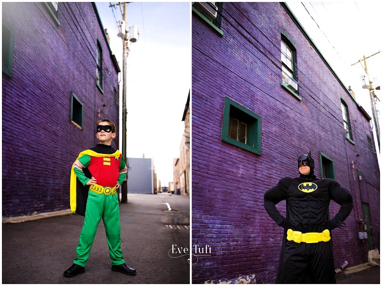 Batman Halloween family costume pictures in Bay City, Michigan